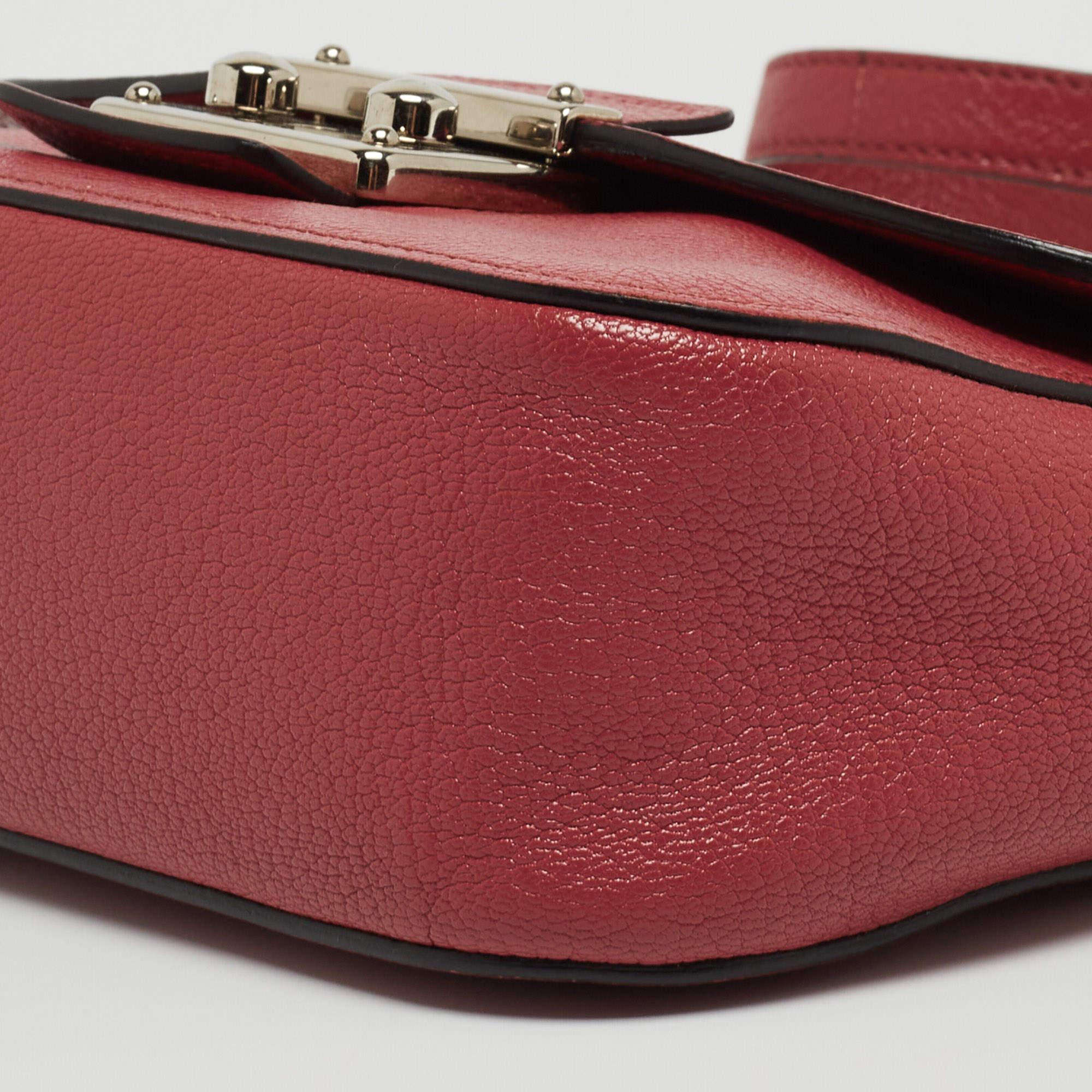 Miu Miu Pink Madras Leather Pushlock Flap Crossbody Bag For Sale 7