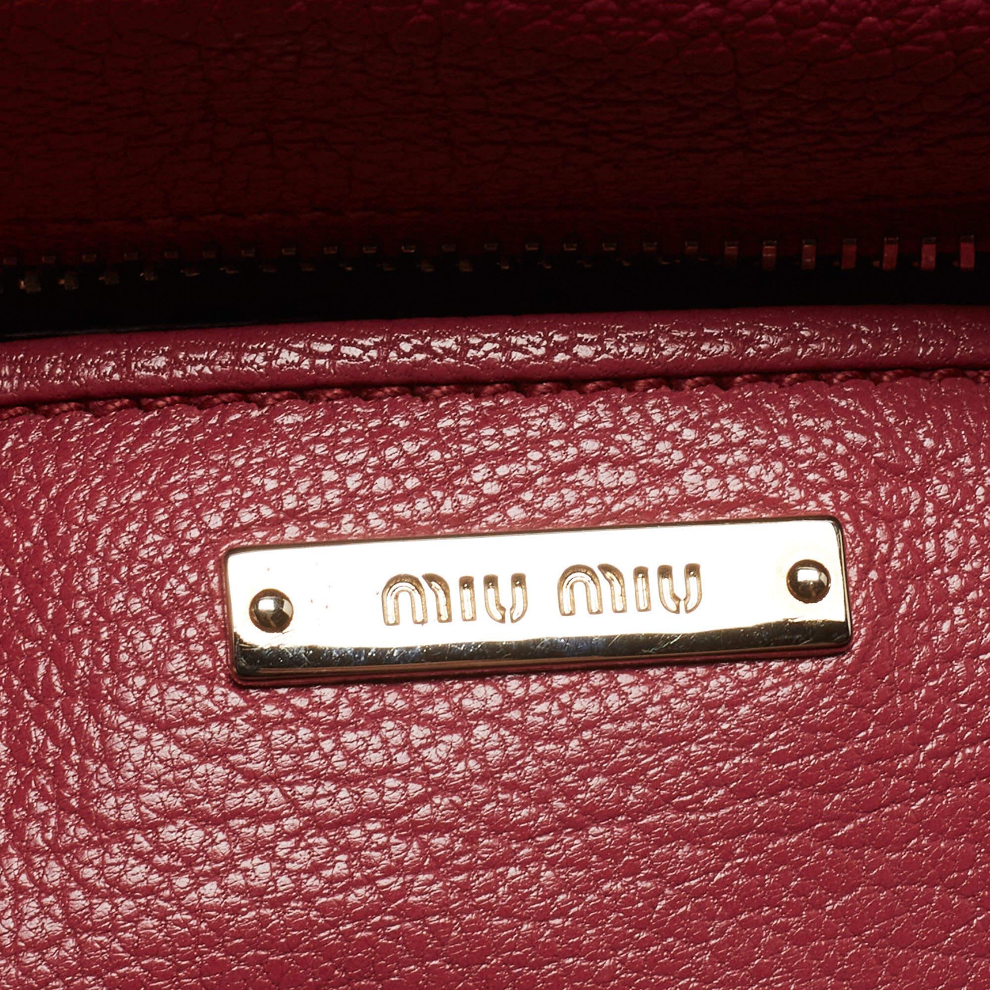 Women's Miu Miu Pink Madras Leather Pushlock Flap Crossbody Bag For Sale