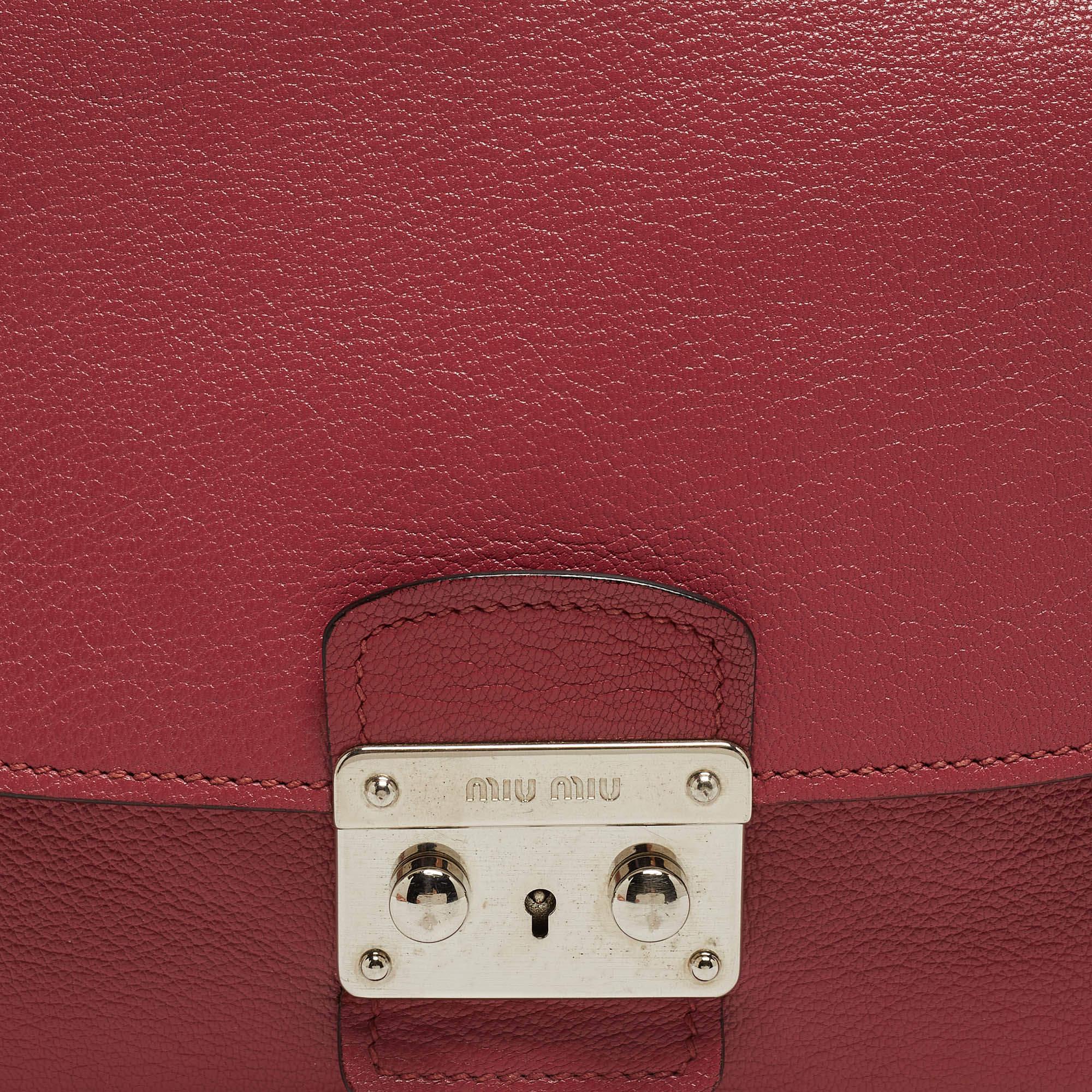 Miu Miu Pink Madras Leather Pushlock Flap Crossbody Bag For Sale 3