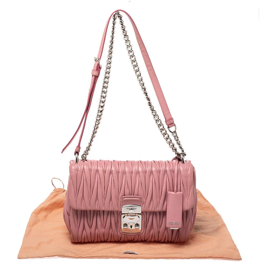 Miu Miu Pink Matelasse Leather Crossbody Bag 7