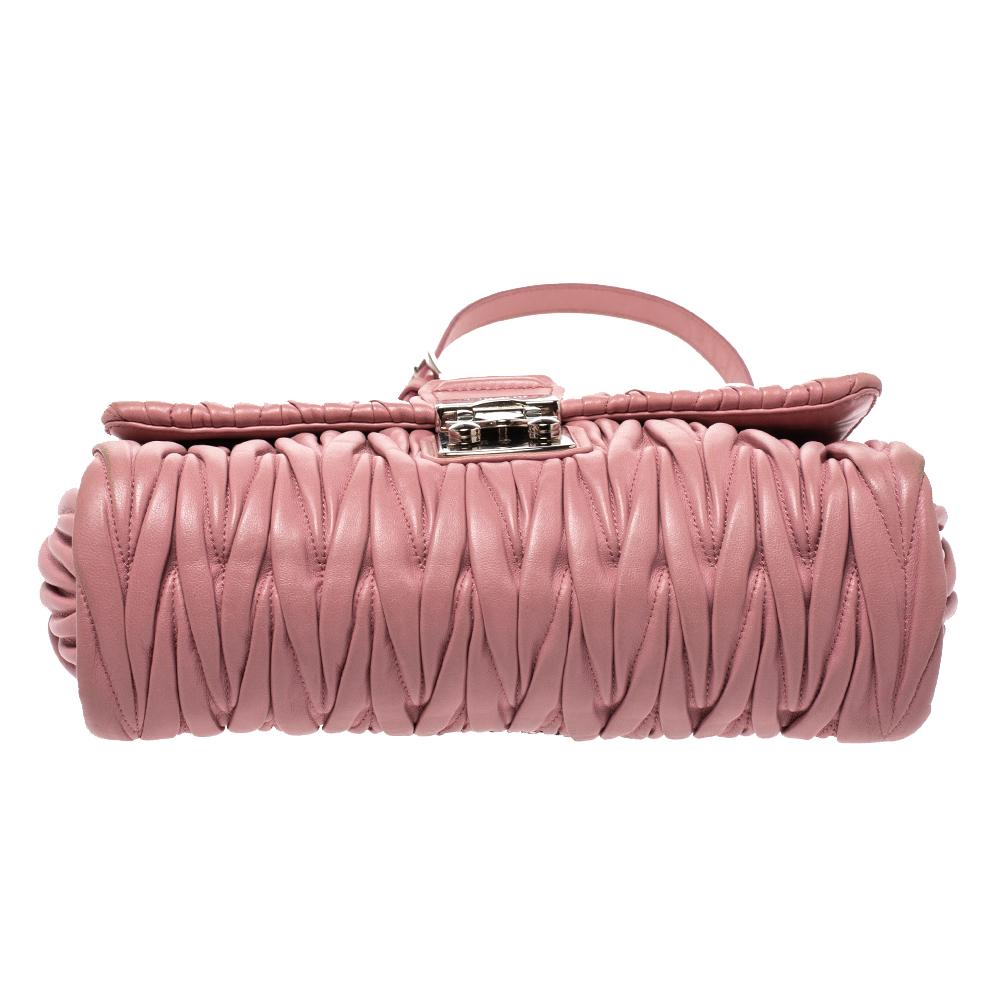 Women's Miu Miu Pink Matelasse Leather Crossbody Bag