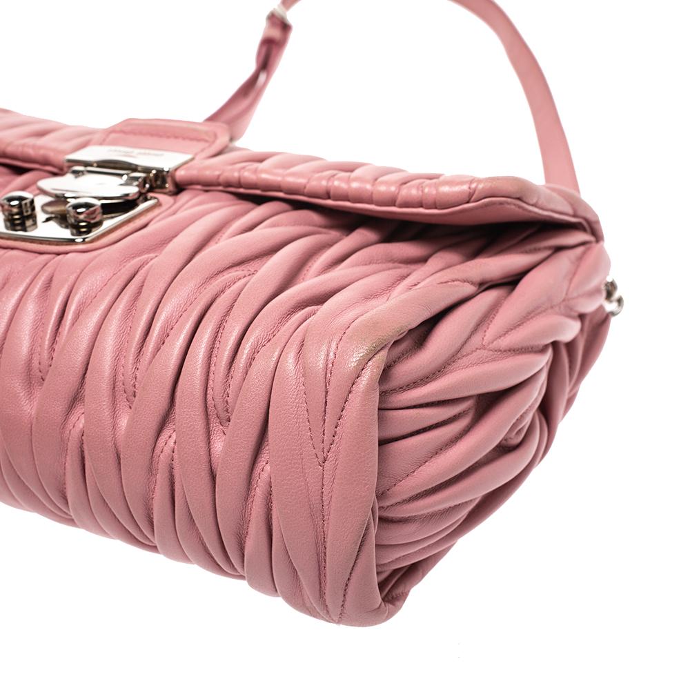 Miu Miu Pink Matelasse Leather Crossbody Bag 3