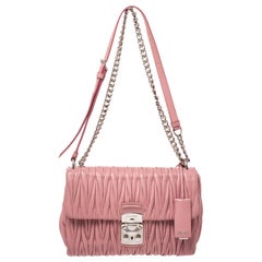 Miu Miu Pink Matelasse Leather Crossbody Bag