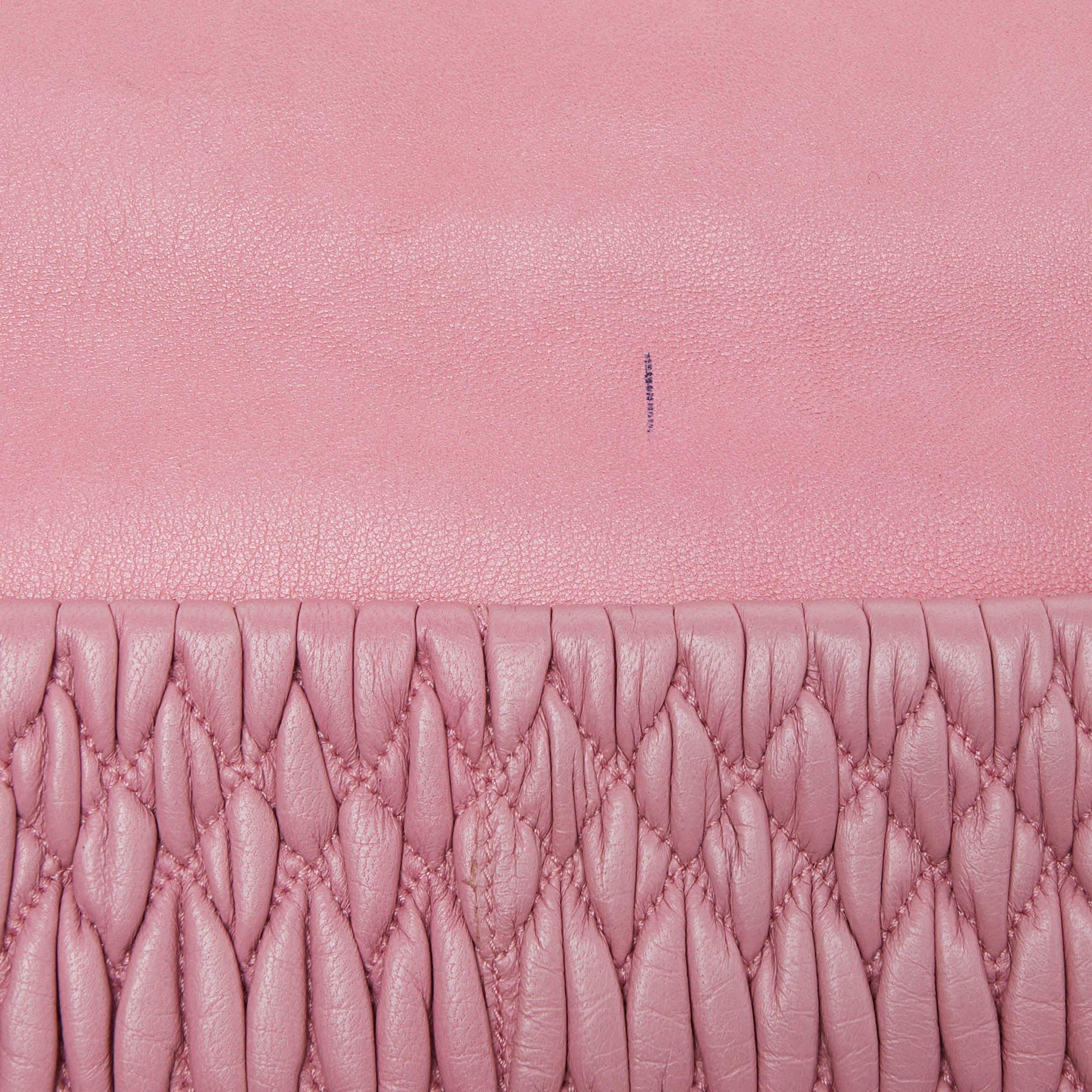 Miu Miu Pink Matelassé Leather Crystal Shoulder Bag 7