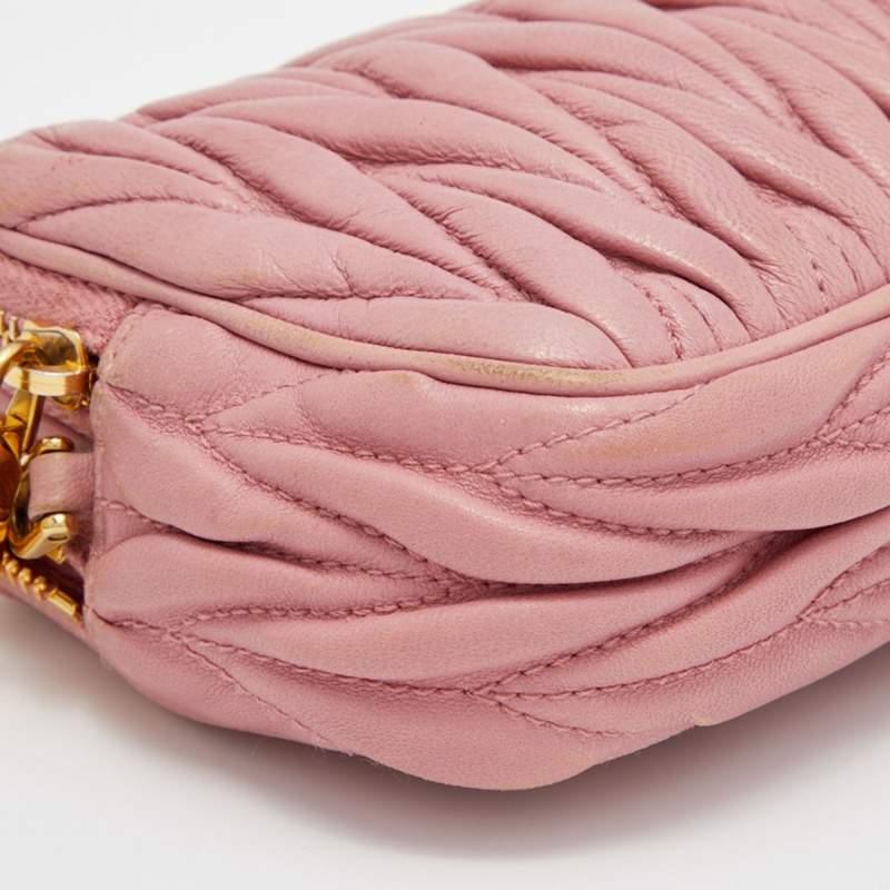 Miu Miu Pink Matelasse Leather Double Zip Crossbody Bag 4