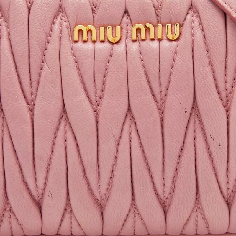 Miu Miu Pink Matelasse Leather Double Zip Crossbody Bag 3