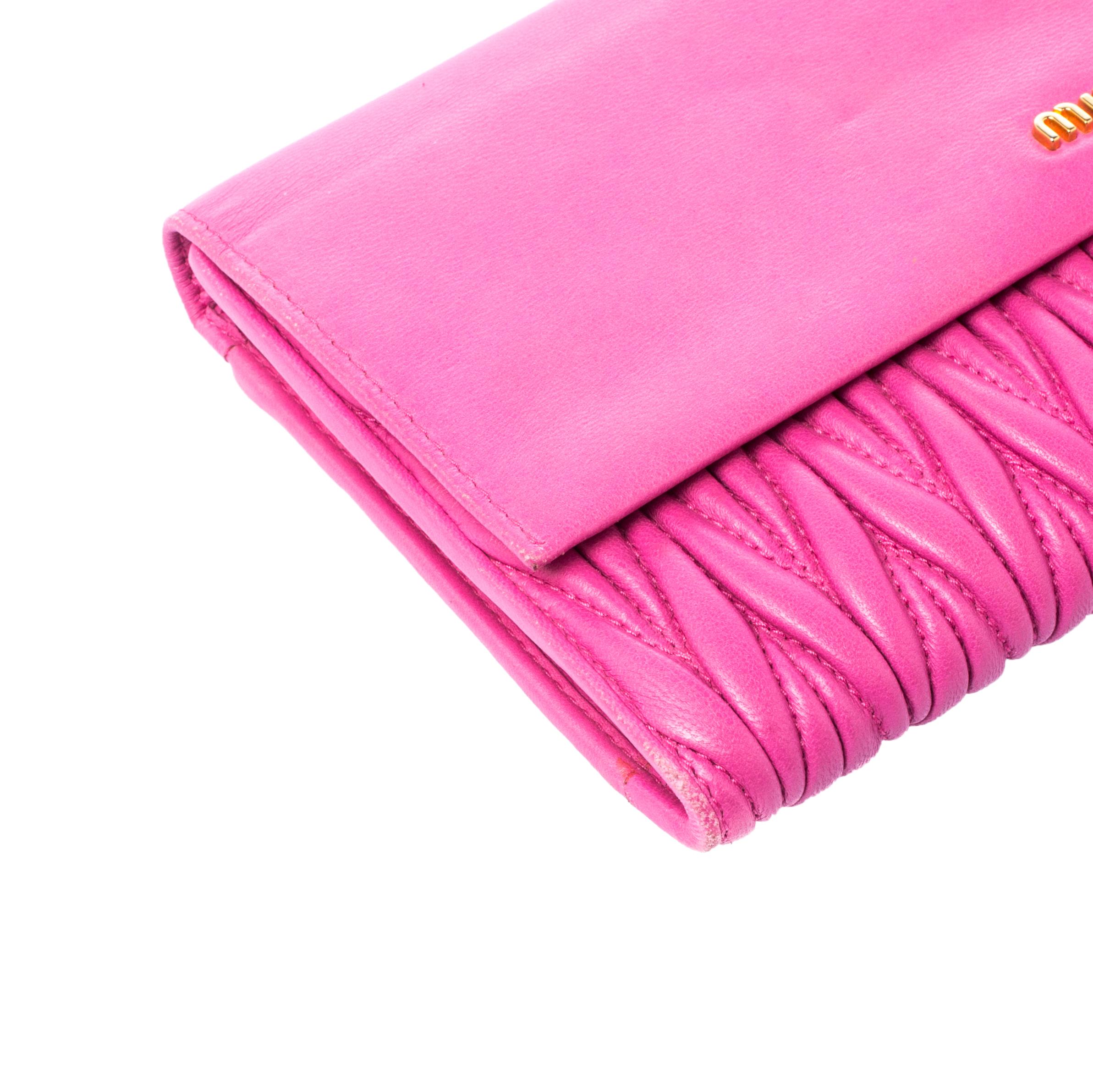 Miu Miu Pink Matelasse Leather Flap Clutch 2