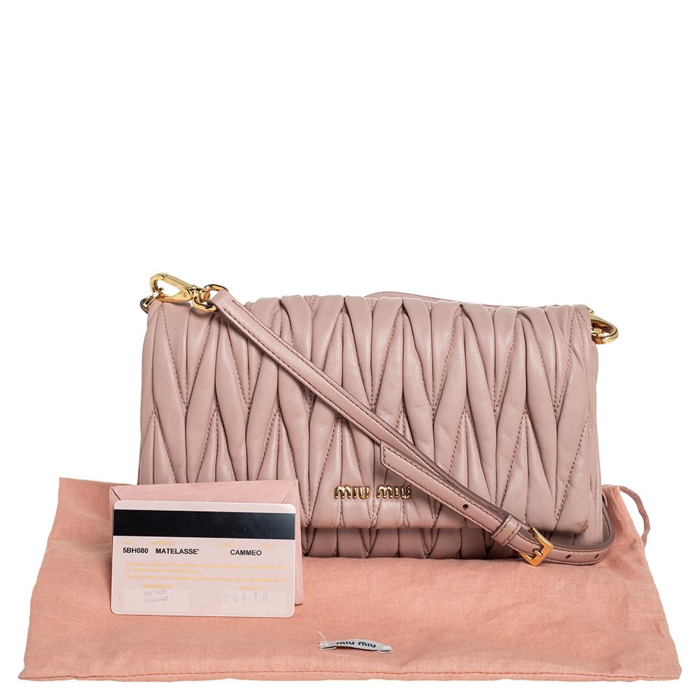 Miu Miu Pink Matelassé Leather Flap Crossbody Bag 3