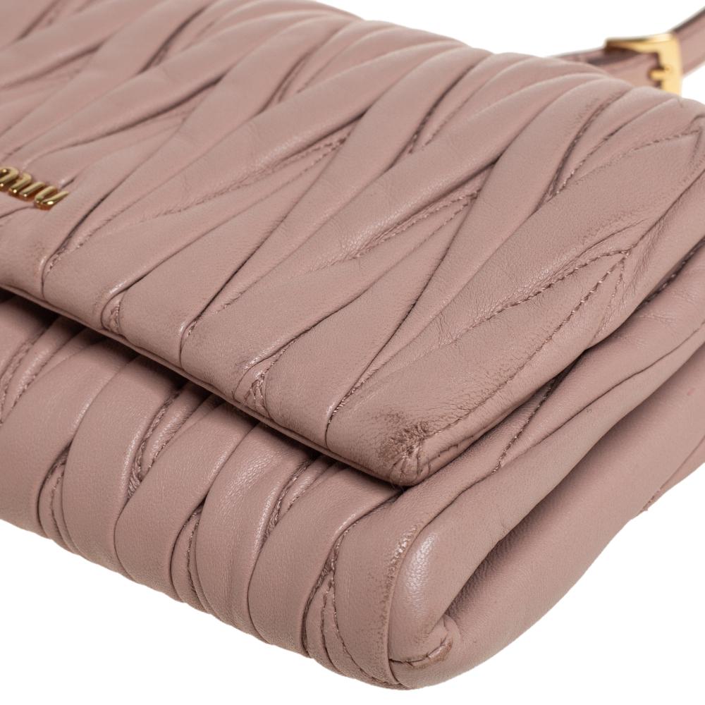 Miu Miu Pink Matelassé Leather Flap Crossbody Bag 1