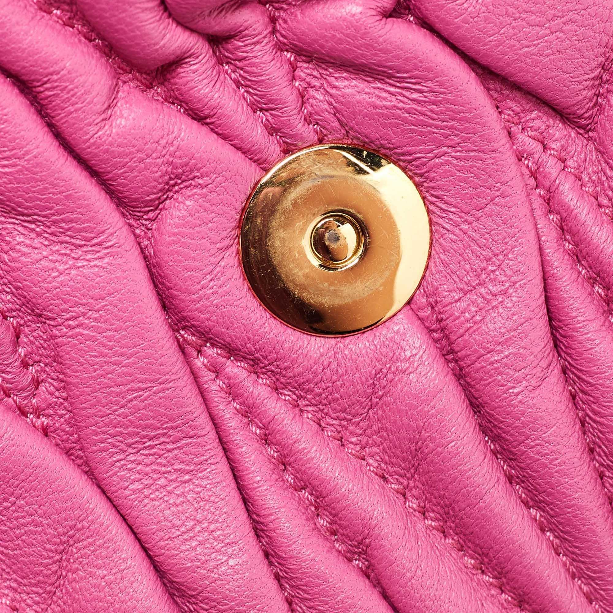 Miu Miu Pink matelassé Leather Fold Over Crossbody Bag 3