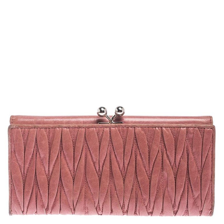 Miu Miu Pink Matelasse Leather French Continental Wallet at 1stDibs