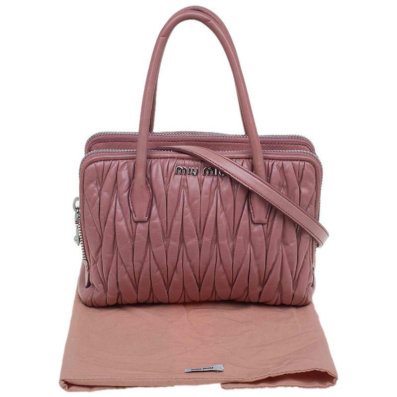 Miu Miu Pink Matelasse Leather Top Handle Bag 11