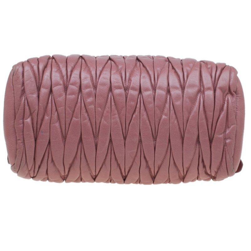 Women's Miu Miu Pink Matelasse Leather Top Handle Bag