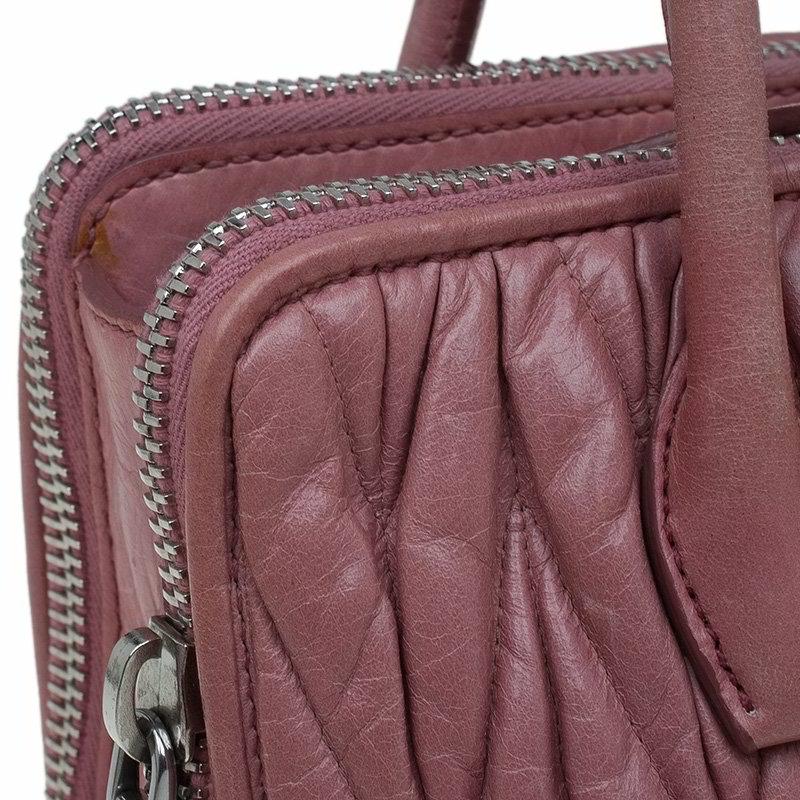 Miu Miu Pink Matelasse Leather Top Handle Bag 1