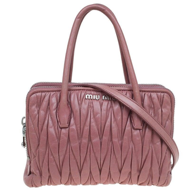 Miu Miu Pink Matelasse Leather Top Handle Bag