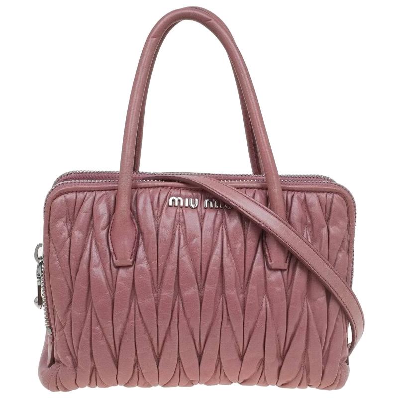 Miu Miu Pink Matelasse Leather Top Handle Bag