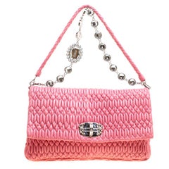 Miu Miu Pink Matelasse Nappa Leather Crystal Shoulder Bag For Sale at ...