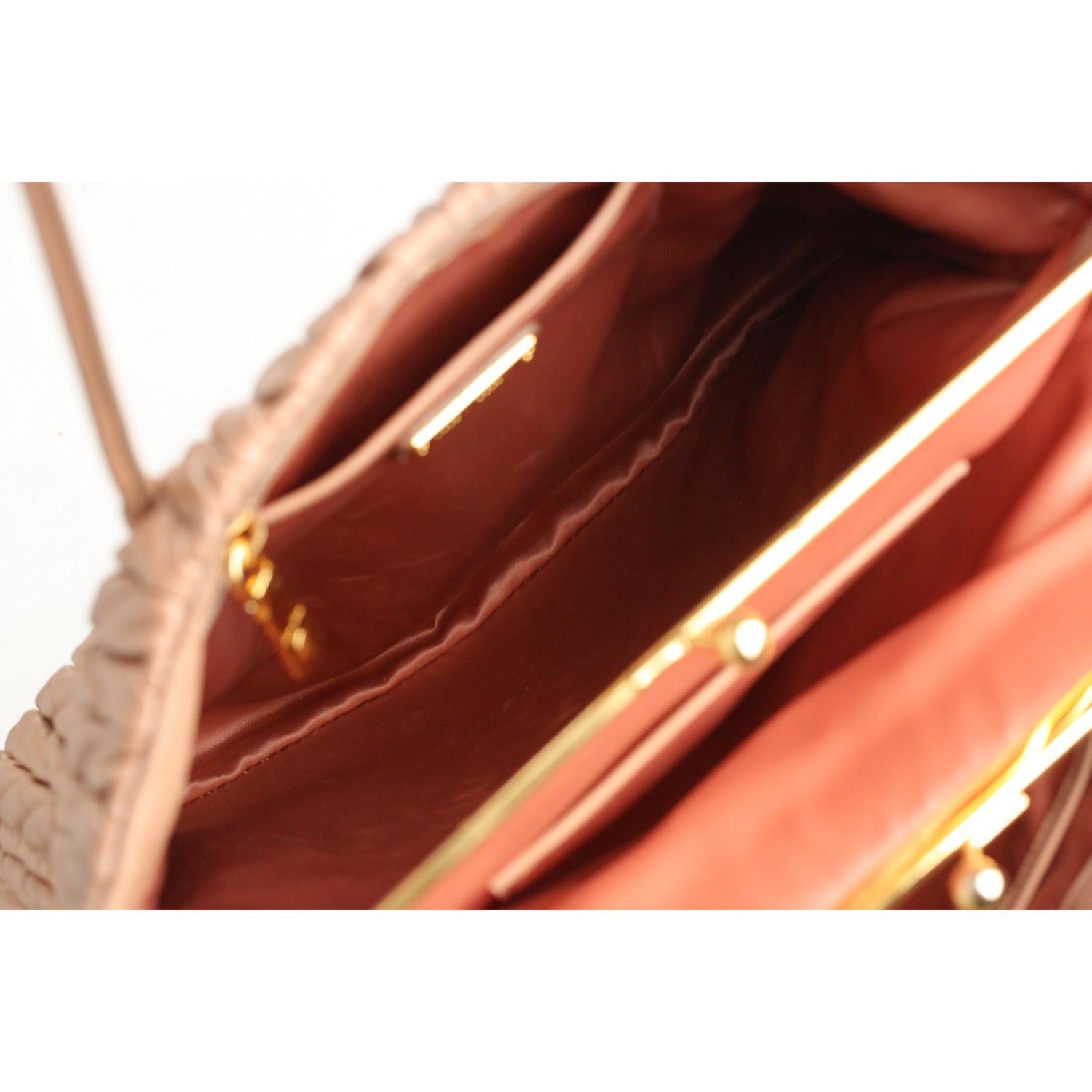 Miu Miu Pink Matelassé Quilted Nappa Leather Frame Tote Bag 6