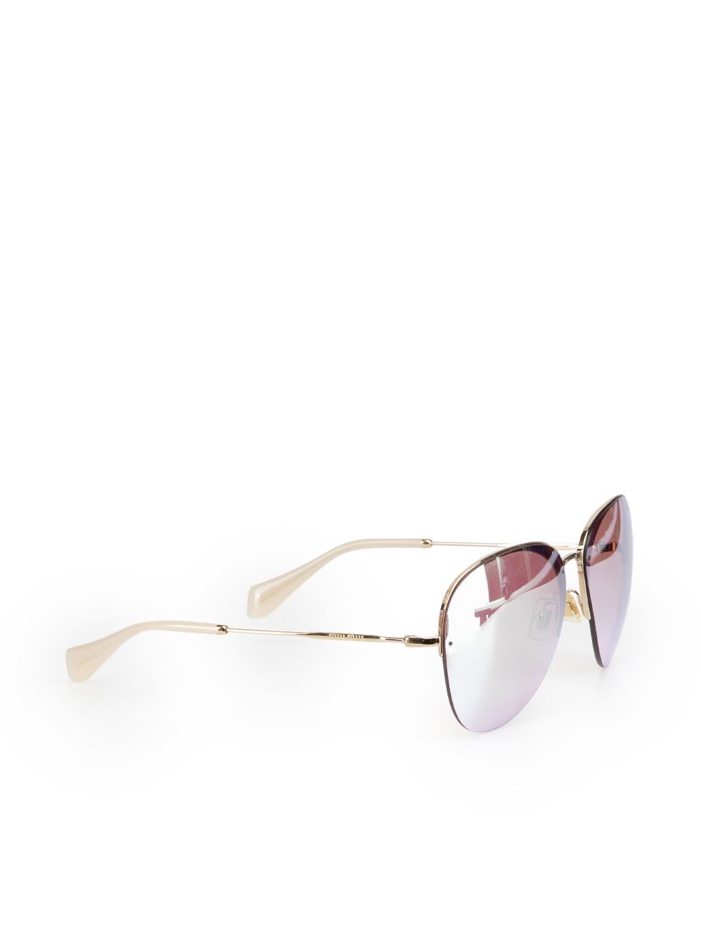 CONDITION is Very good. Minimal wear to sunglasses is evident. Minimal wear to the left-side frame with small indent to the metal on this used Miu Miu designer resale item. These sunglasses come with original case and