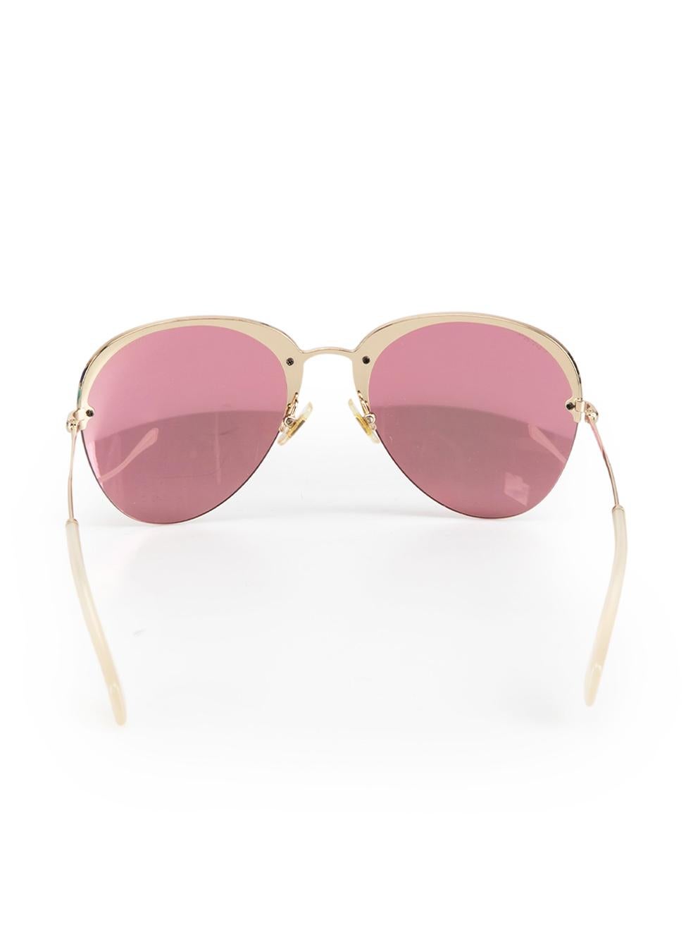 Miu Miu Pink Mirrored Lens Aviator Sunglasses In Excellent Condition For Sale In London, GB