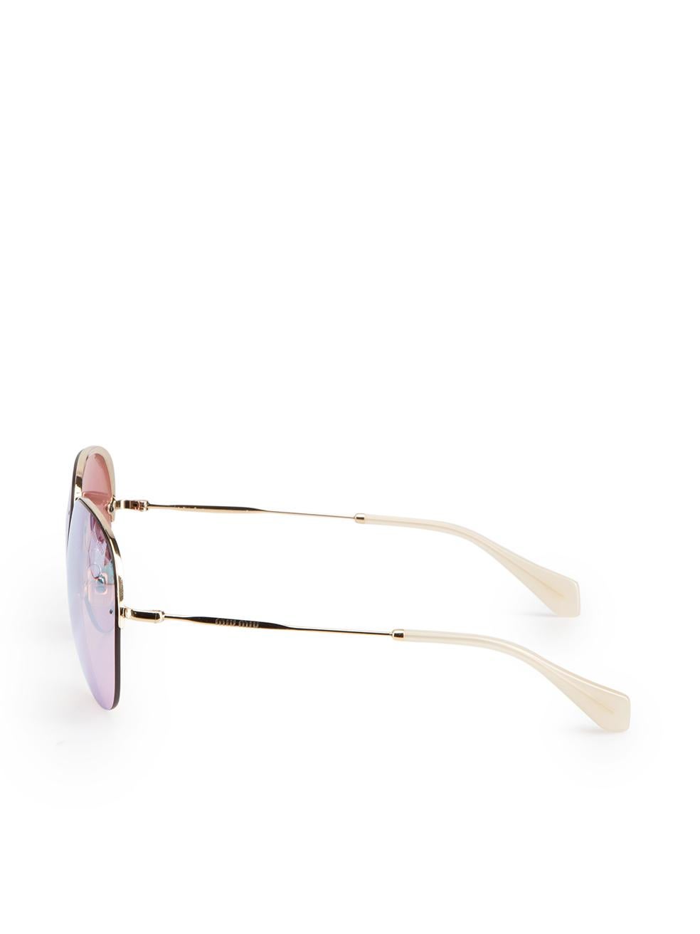 Women's Miu Miu Pink Mirrored Lens Aviator Sunglasses For Sale