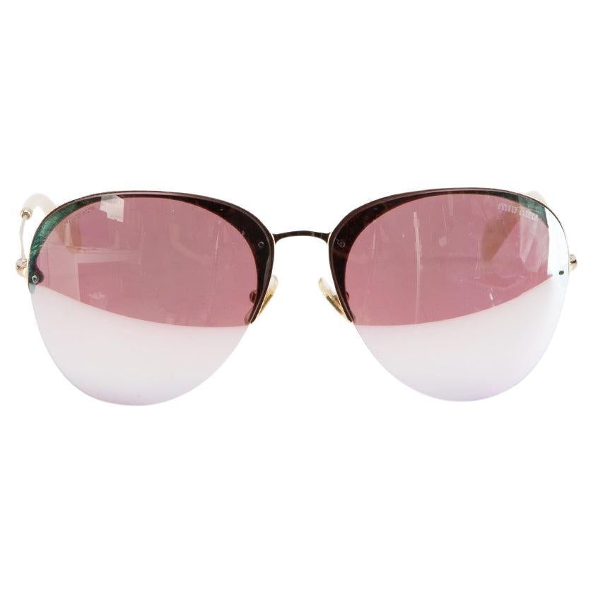 Miu Miu Pink Mirrored Lens Aviator Sunglasses For Sale