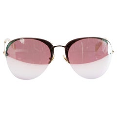Miu Miu Pink Mirrored Lens Aviator Sunglasses