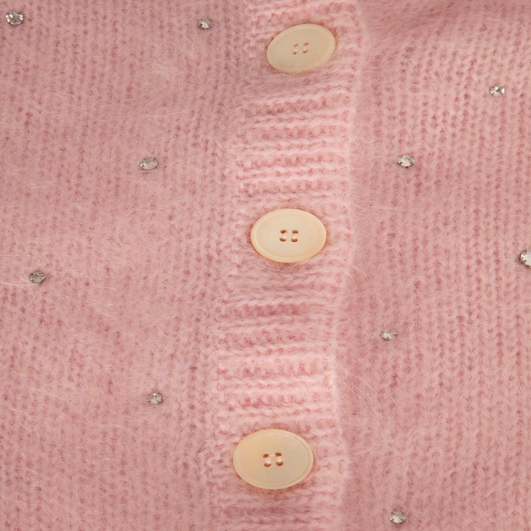 Miu Miu Rosa Mohair Kristall verschönert Strickjacke Größe S (Grau)