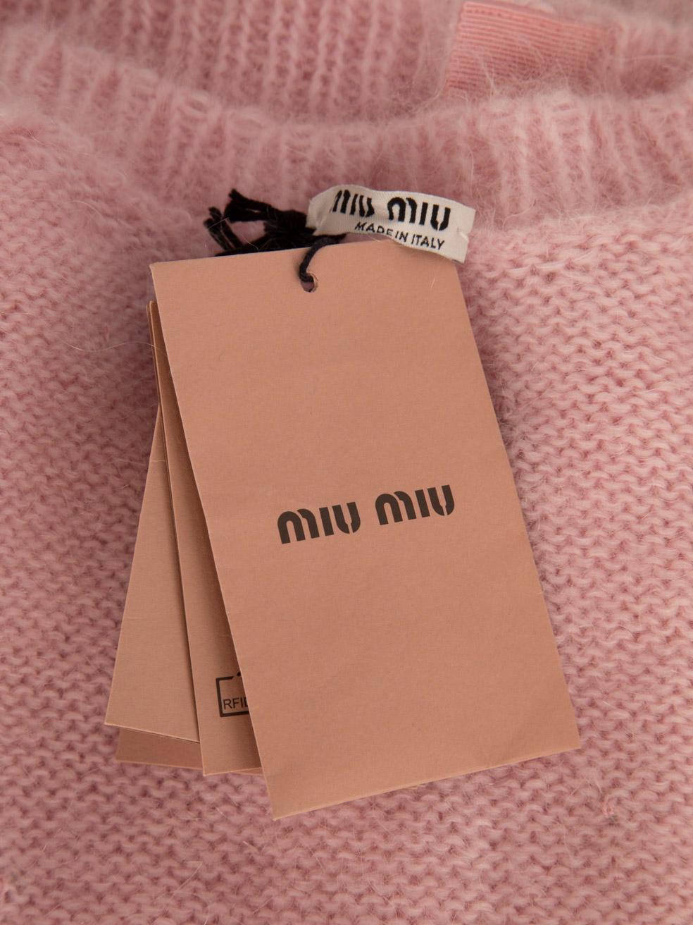 Miu Miu Rosa Mohair Kristall verschönert Strickjacke Größe S im Zustand „Neu“ in London, GB