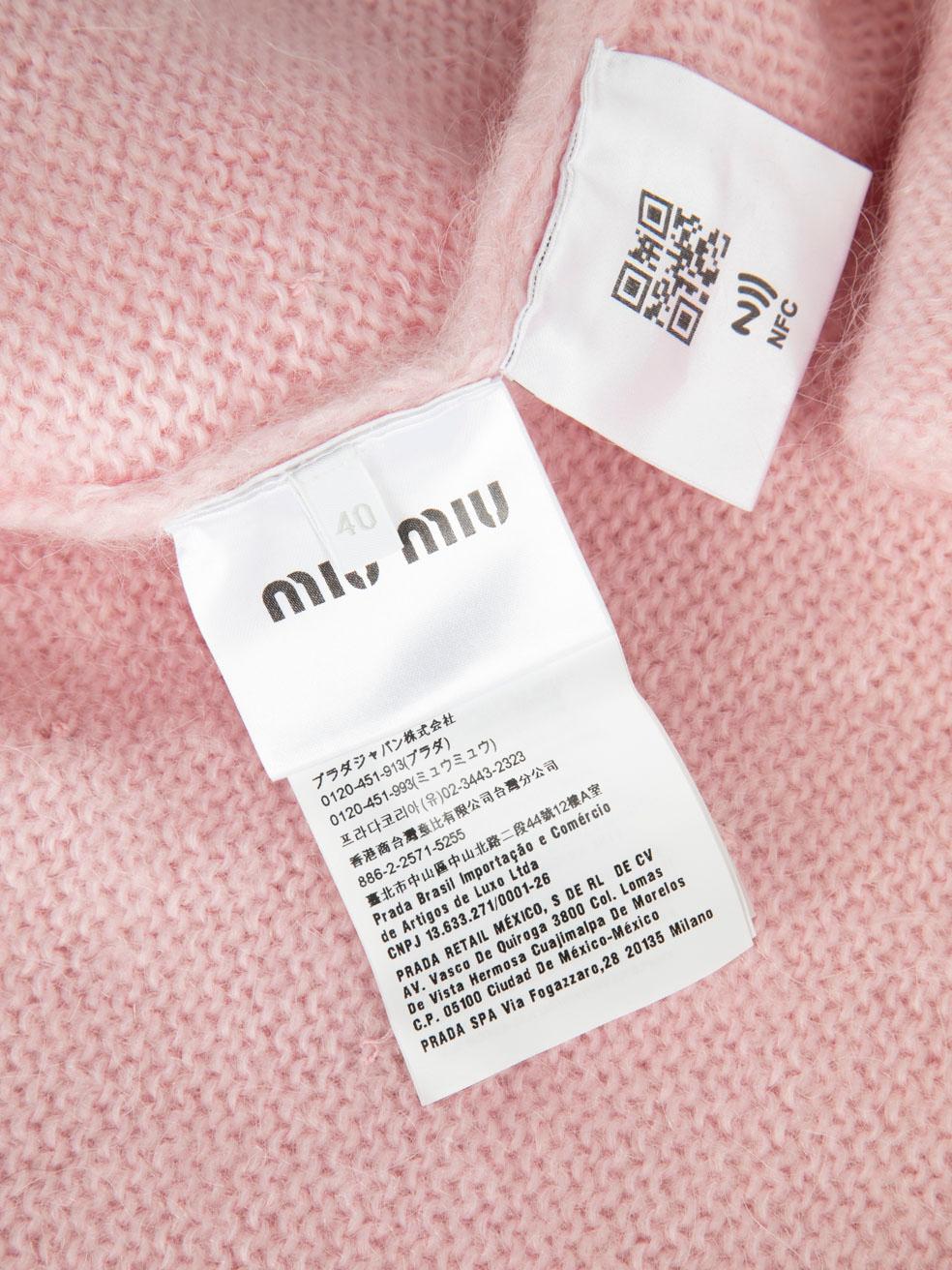Miu Miu Rosa Mohair Kristall verschönert Strickjacke Größe S Damen