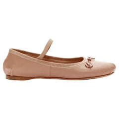 MIU MIU pink nude leather grosgrain round toe ballerina flats EU37