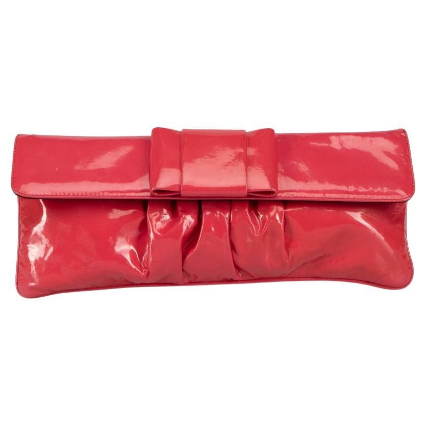 Miu Miu Pink Patent Leather Bow Long Clutch For Sale