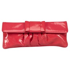 Used Miu Miu Pink Patent Leather Bow Long Clutch