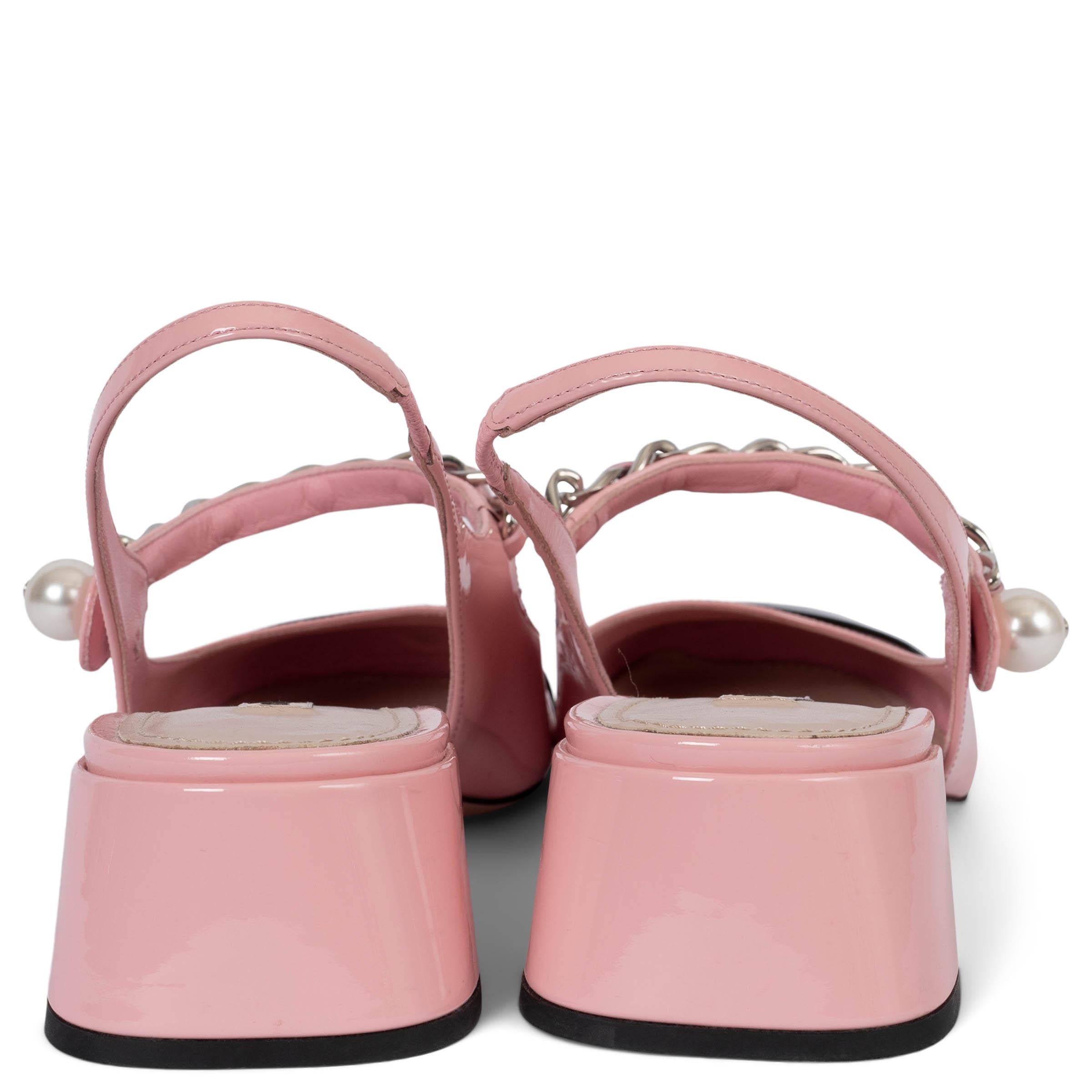 MIU Rosa Lackleder CHAIN & PEARL MARY JANE 35 Slingbacks Schuhe 38 Damen im Angebot