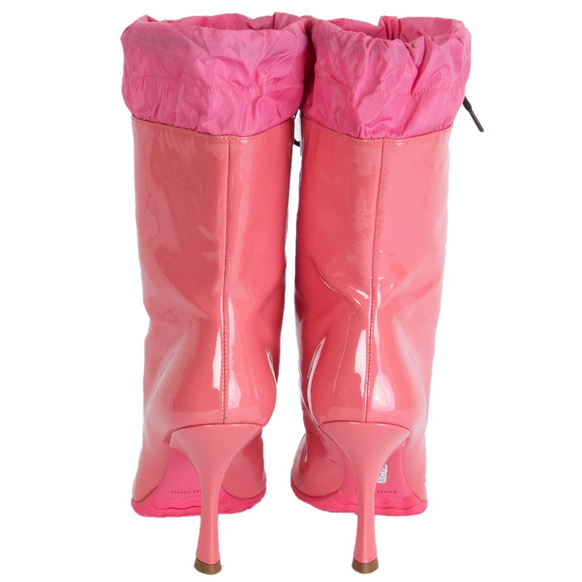MIU MIU MIU rosa Lackleder RAIN Stiefel Schuhe 36 im Zustand „Neu“ im Angebot in Zürich, CH