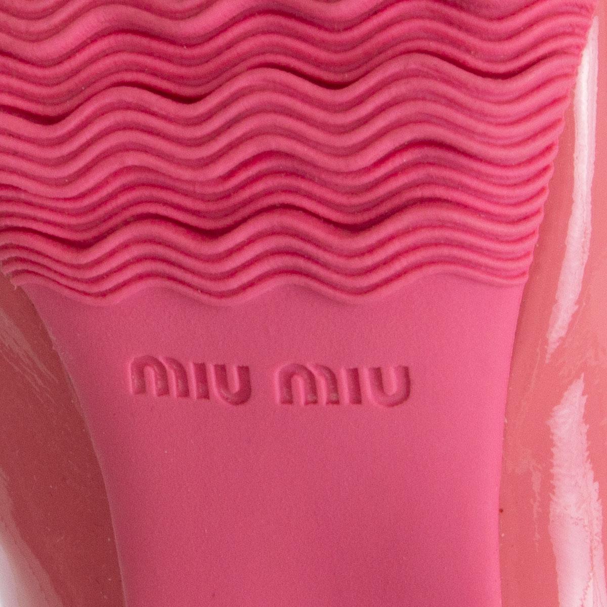 Pink MIU MIU pink patent leather RAIN Boots Shoes 36 For Sale