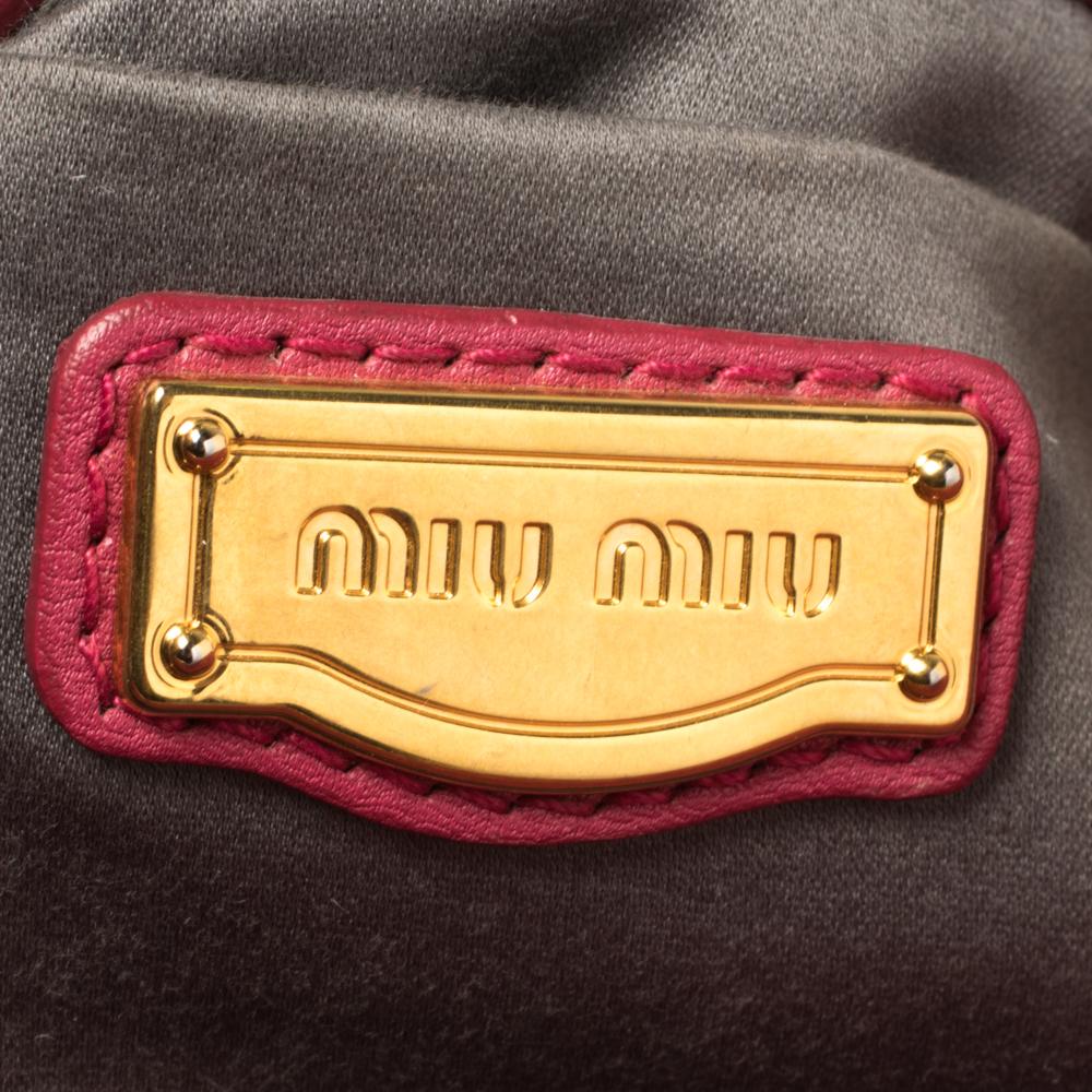 Women's Miu Miu Pink Pebbled Leather Middle Zip Satchel