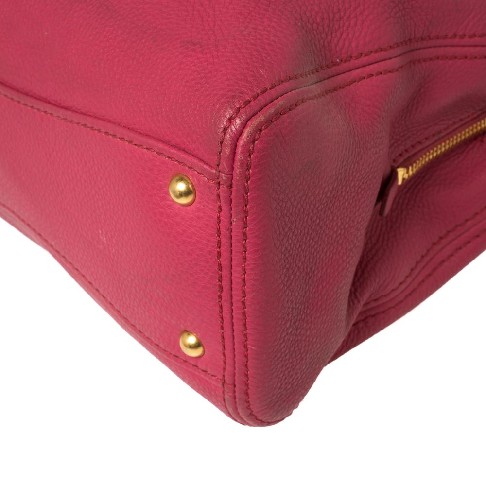 Miu Miu Pink Pebbled Leather Middle Zip Satchel 3