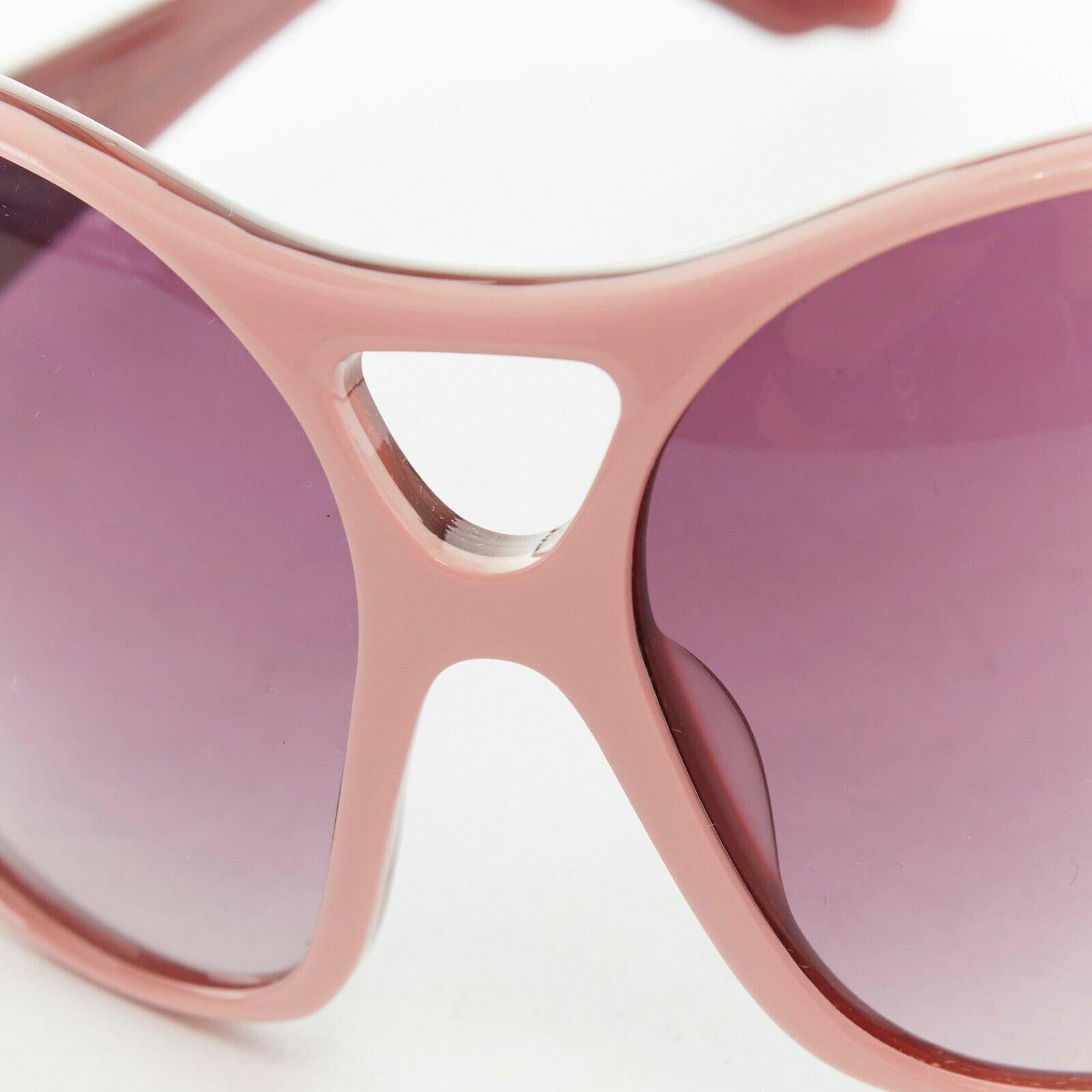 Beige MIU MIU pink plastic oversized butterfly frame purple gradient lens sunglasses