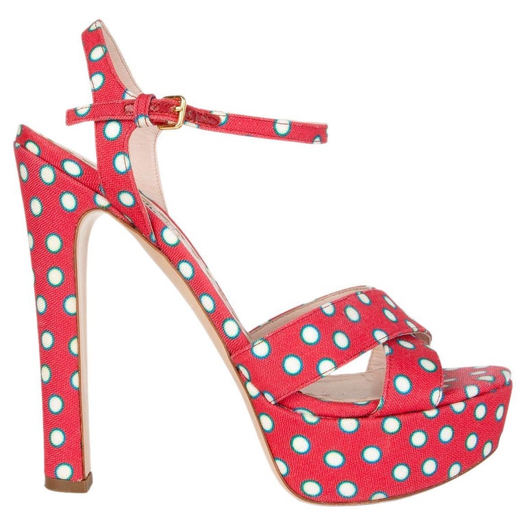 MIU MIU pink POLKA DOT PLATFORM Sandals Shoes 37.5 For Sale at 1stDibs | miu  miu polka dot shoes, 37.5 shoe size, miu miu platform heels