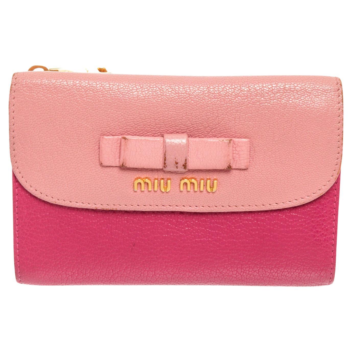Miu Miu Blue Leather Madras Flap Wallet at 1stDibs