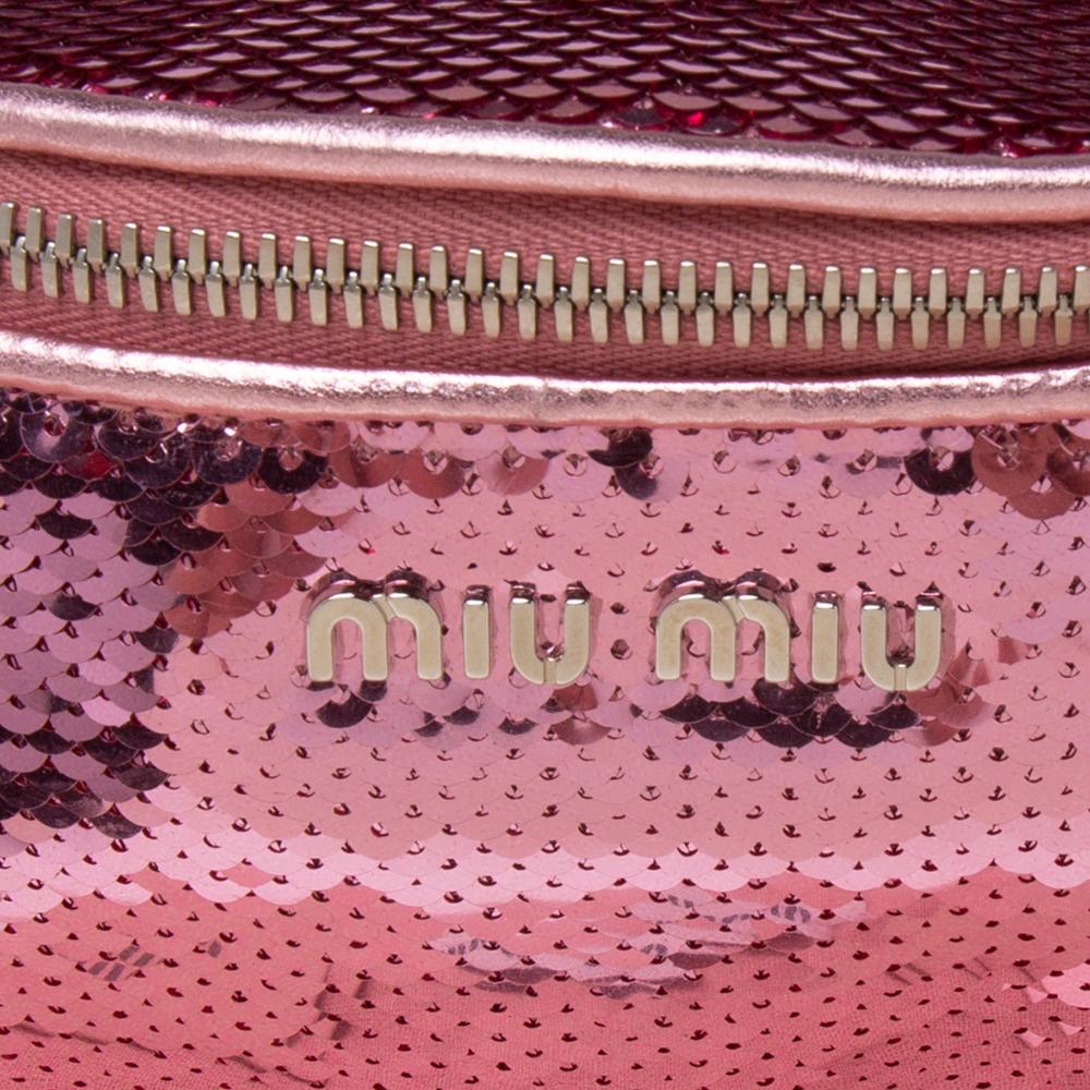 Women's Miu Miu Pink Sequins and Leather Belt Bag