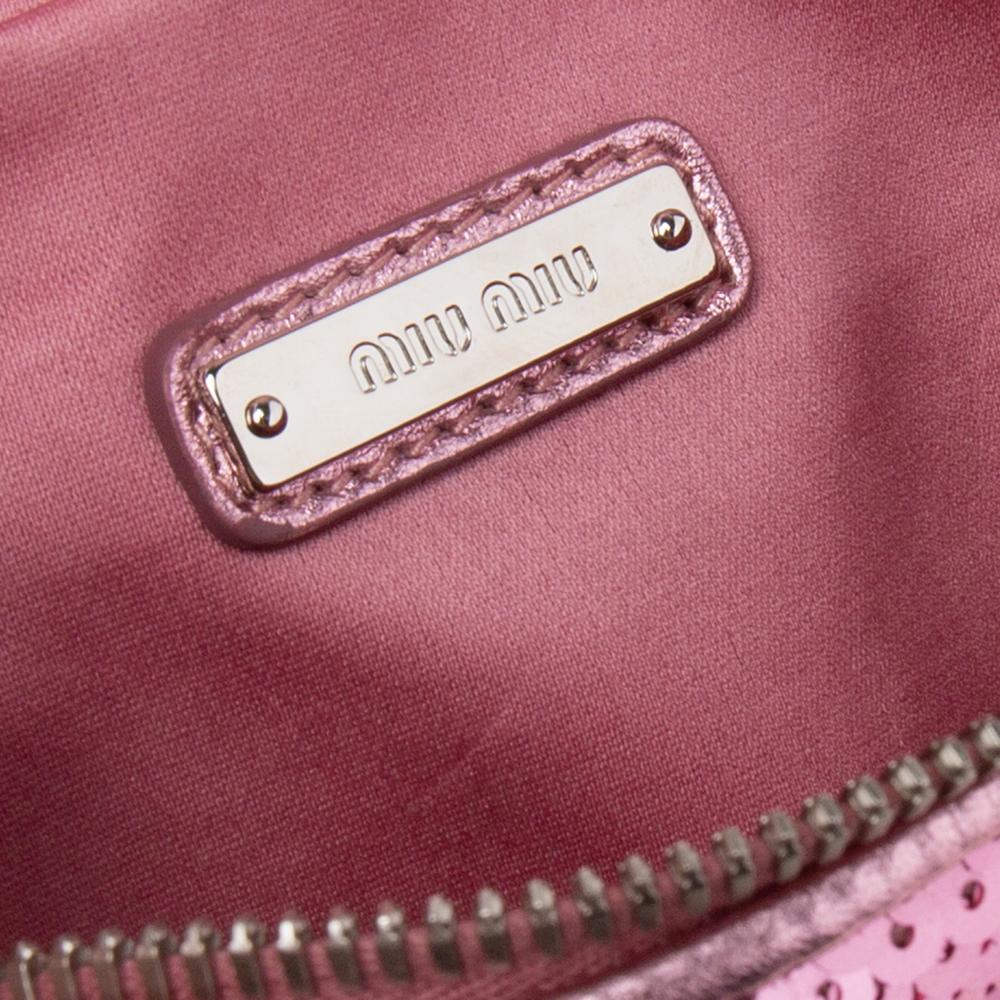 Miu Miu Pink Sequins and Leather Belt Bag 2