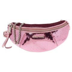 Miu Miu Pink Sequins and Leather Belt Bag