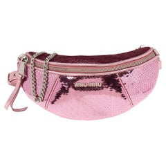 Miu - Sac ceinture en cuir et sequins roses