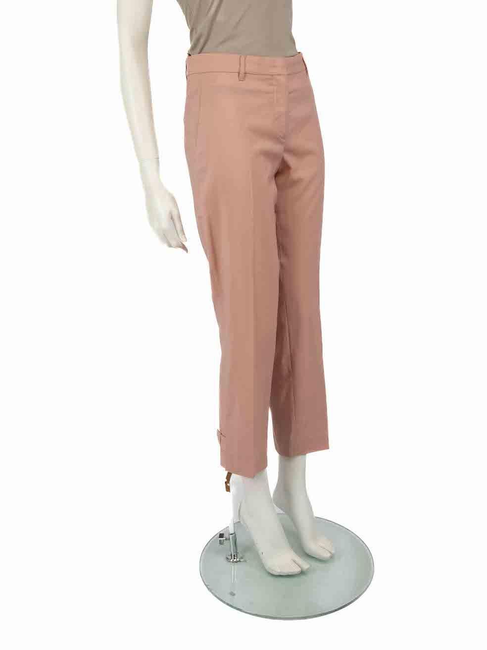 CONDITION is Very good. Minimal wear to trouser is evident. Minimal wear to the inside bottom hem on both legs where some small plucks can be seen on this used Miu Miu designer resale item.
 
 
 
 Details
 
 
 Pink
 
 Wool
 
 Straight leg trousers

