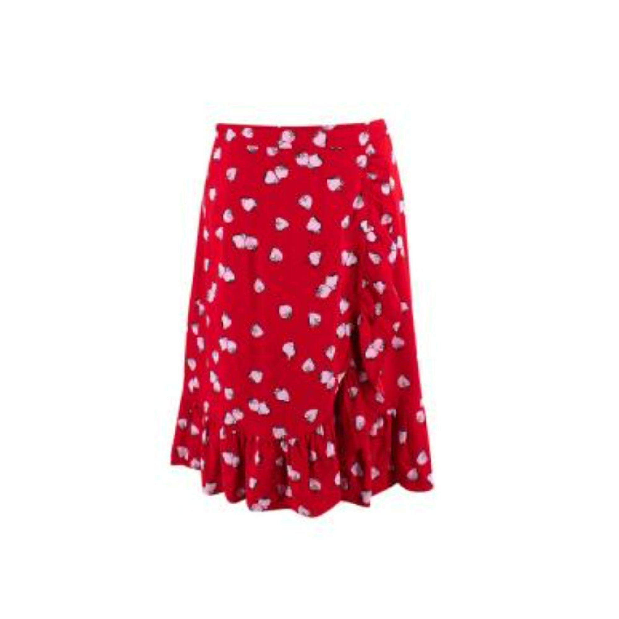 Miu Miu Red and Pink Strawberry Skirt

- Wrap-tie fastening
- Pleated edges
- Strawberry print throughout

Material
98% Viscose, 2% Elastane
Lining: 100% Polyester

Made in Italy

PLEASE NOTE, THESE ITEMS ARE PRE-OWNED AND MAY SHOW SIGNS OF BEING