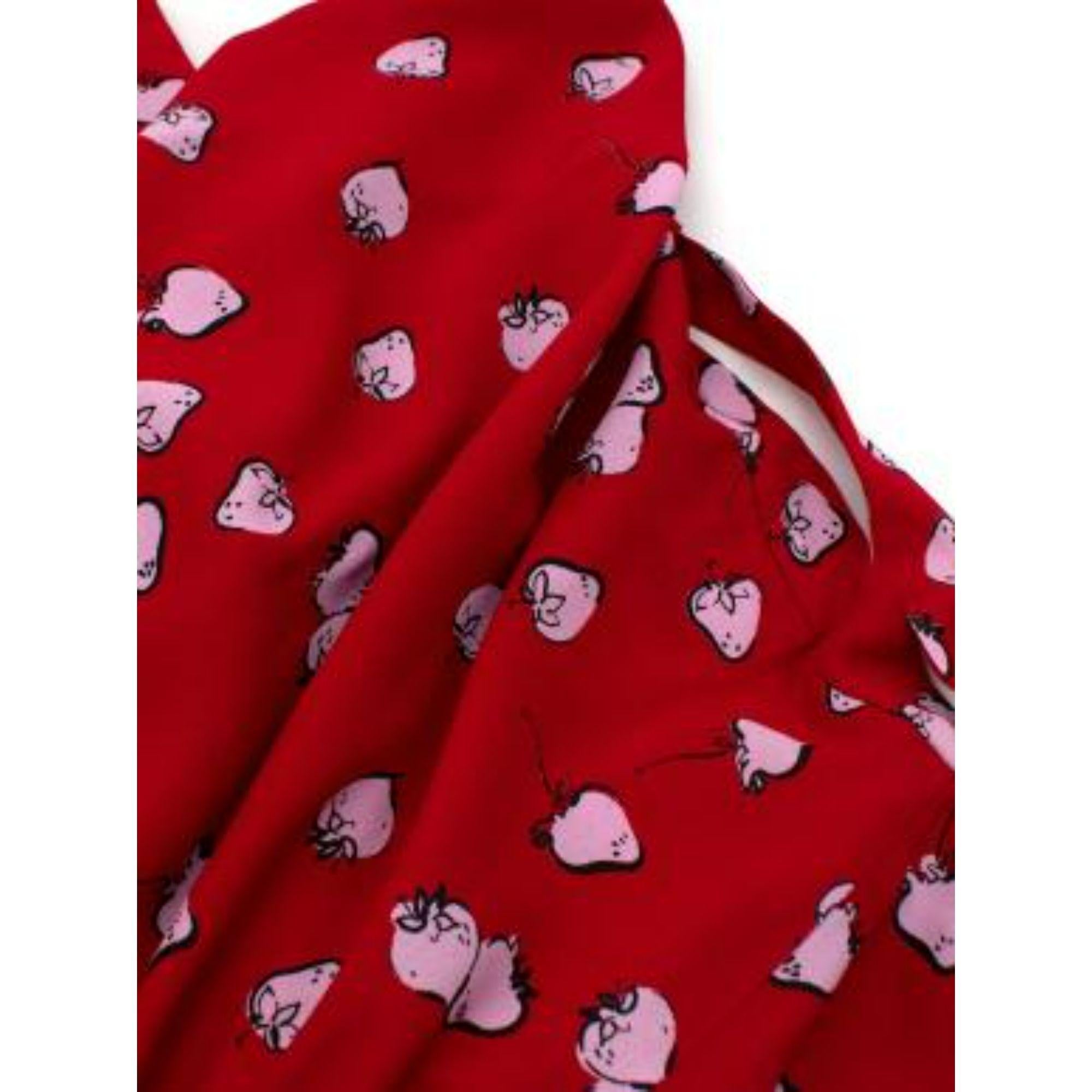 Miu Miu Pink Strawberry Printed Red Frill Mini Skirt For Sale 5