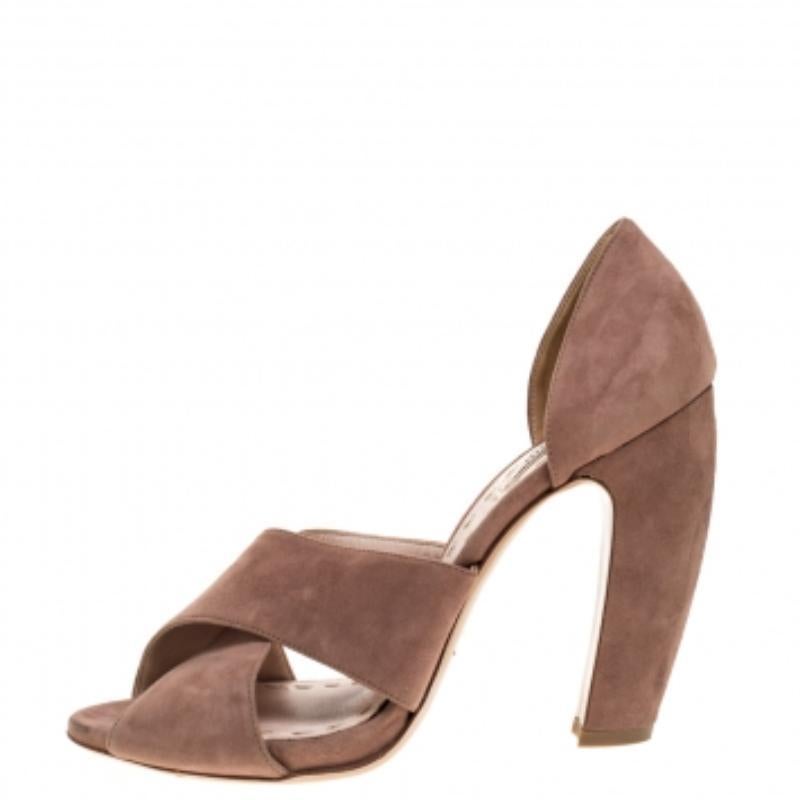 Miu - Sandales d'orsay à lanières croisées en daim rose, taille 39,5 Pour femmes en vente