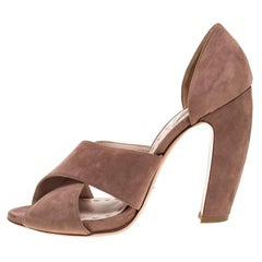 Miu Miu Pink Suede Cross Strap D'orsay Sandals Size 39.5